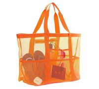 Yancremio Women's Large Mesh Beach Bag - Multifunctiona Portable Travel Organizing Tote for Swimwear, Gym Clothes,Toiletries, and Toy (Orange,60 * 39 * 43cm)