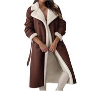 Yancremio Women's Winter Coat Women's Elegant Padded Coat Fashion Trend Winter Long Windproof Waterproof Coat Business Casual Button Warm Coat (Coffee,L)
