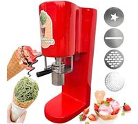 YANDDEA 80w Spaghetti Ice Cream Maker Machine, Italian Gelato Ice Cream Spaghetti Press Machine, Create Ice Cream Noodles, Soft Serve Dessert Machine for Ice Cream Stores Red
