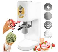 YANDDEA 80w Spaghetti Ice Cream Maker Machine, Italian Gelato Ice Cream Spaghetti Press Machine, Create Ice Cream Noodles, Soft Serve Dessert Machine for Ice Cream Stores White
