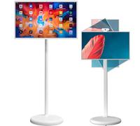 YANDDEA Movable Touchscreen Portable TV 21.5"/24"/27"/32", 4K UHD Smart Mobile TV, Rotatable Outdoor TV with 5MP Camera, Adjustable TV Floor Stand Full Swivel Rotation 21.5in/4+64G