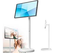 YANDDEA Portable Touch Screen Smart TV with Remote Control, Movable Floor Stand, Standing Touch Screen Monitor, Wireless Rolling TV on Wheels, Built-in Battery Full Swivel Rotation 21.5in/8+128G