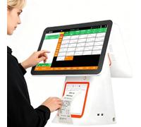YANDDEA POS System for Small Businesses, Store Cash Register for Retail with Touch Screen Dual Monitor, 58MM Thermal Printer, Scanner, Cash Drawer, All-in-One Smart Professional Cash Register White-A