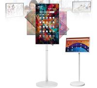 YANDDEA Smart Portable TV with Touchscreen Display, Wireless Portable TV on Wheels, 21.5"/24"/27"/32" Full HD Mobile TV Stand, Movable Touch Screen Full Swivel Rotation with Android OS 24in/8+128G