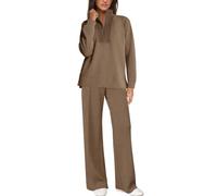 Yanekop Womens 2 Piece Tracksuit Half Zip Sweatsuits Long Sleeve Spring Matching Set Sweatshirt and Wide Leg Pants 2026, Light Brown, X-Large