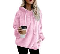 Yanekop Womens Fuzzy Fleece Pullover Oversized Sherpa Jacket Half Zip Pullover Sweaters Winter Faux Fur Jacket Coat, B Pink, Medium