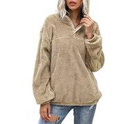 Yanekop Womens Oversized Hoodies Sherpa Sweatshirts Fuzzy Fleece Pullover Fluffy Outerwear with Pockets, 01 Khaki, L
