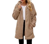 Yanekop Womens Oversized Sherpa Jacket Fuzzy Fleece Zip Up Jacket Warm Winter Coats Faux Fur Coat with Pockets, C Camel, Medium