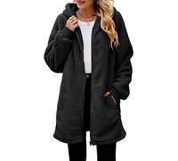 Yanekop Womens Oversized Sherpa Jacket Fuzzy Fleece Zip Up Jacket Warm Winter Coats Faux Fur Coat with Pockets, C Black, L