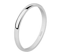 Yaneno 2mm Solid Unisex 925 Sterling Silver Highly Polished Engagement Band Wedding Ring (V)
