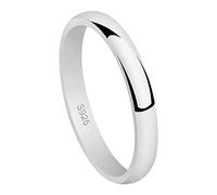 Yaneno 3mm Solid Unisex 925 Sterling Silver Highly Polished Engagement Band Wedding Ring (Z)
