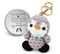 YANFALE Penguin Gifts, Crochet Penguin Keyring with Romantic Message Tin | Romantic I Love You Keepsake, Birthday Gift for Girlfriend, Anniversary Present for Wife or Partner and Christmas Gift
