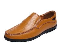 YANFJHV Business Shoes Men's Brown Slip-On Leather Shoes Soft Sole Suit Shoes Extra Wide Loafer Evening Shoes Breathable Casual Shoes Minimalist Men's Shoe Without Laces Summer Shoes, Bw2, 12 UK