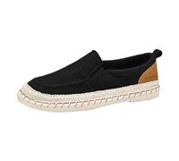 YANFJHV Canvas Shoes Men's Slip-On Fabric Shoes Plain Boat Shoes Loafer Linen Shoes Flexible Casual Shoes Extra Wide Running Shoes Hands-Free One-Leg Shoes Breathable Sports Shoes, black, 9.5 UK