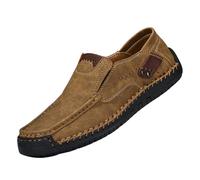 YANFJHV Casual Shoes Men's Comfortable Slip-On Loafer Lightweight Boat Shoes Knitted Leather Shoes PU Leather Business Shoes Flexible Walking Shoes Non-Slip Breathable Summer Shoes for Wide Feet