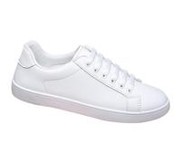 YANFJHV Casual Shoes Men's Flat Laces Sports Shoes Low Top Running Shoes PU Leather Trainers Extra Wide Trainers Comfortable Health Shoes Flexible Fitness Shoes with Insoles Size 39-45, White, 7 UK