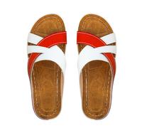 YANFJHV Cross Strap Sandals and Wedge Heel Slip-On Wedge Sandals Peeptoe Sandals Platform Flat Slippers Soft Soles Mules Breathable Beach Sandals Non-Slip Summer Sandals, red, 4 UK