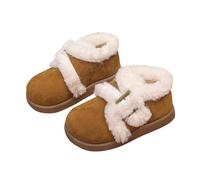 YANFJHV Fashion Colour Blocking Package Heel Cotton Shoes Women's Winter Outside Wear Padded Warm Indoor Home Furry Cotton Slippers Winter Boots Silver, khaki, 12 UK Child