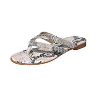YANFJHV Flip Flop Women's Summer Glitter Rhinestone Toe Sandals Flat Slip-On Flip Flops Slippers with Toe Separator Soft Soles Slippers Hollow Women's Sandals Slingback Sandals Peeptoe Sandals, beige