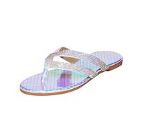 YANFJHV Flip Flop Women's Summer Glitter Rhinestone Toe Sandals Flat Slip-On Flip Flops Slippers with Toe Separator Soft Soles Slippers Hollow Women's Sandals Slingback Sandals Peeptoe Sandals