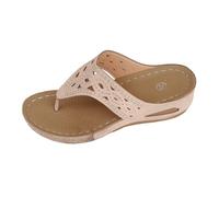 YANFJHV Flip Flops Sandals Women's 39 Orthopaedic Sandals Platform Toe Sandals Rhinestone Slip-On Summer Sandals Soft Soles Comfortable Outdoor Sandals Peeptoe Wedge Sandals with Toe Separator, beige