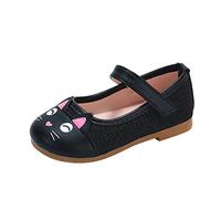 YANFJHV Girls Princess Shoes 24: Kids Shoes Party Shoes Slip On Cosplay Shoes School Shoes Cartoon Cats Single Shoes Flats Shoes Comfortable Lightweight Communion Shoes Loafers, black, 7 UK Child