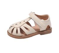 YANFJHV Girls' Sandals Hollow Toe Sandals Comfortable Breathable Soft Sole Holiday Beach Casual Sandals, beige, 12 UK Child