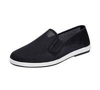 YANFJHV Martial Arts Shoes Men's Black Lightweight Sports Shoes Tai Chi Shoes Breathable Trainers Running Shoes for Wide Feet Slip-On Fabric Shoes Minimalist Summer Shoes Hollow Out Trainers, black