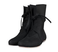 YANFJHV Mens Spring Winter Medieval Round Toe Flat Plain Strap Casual Motorcycle Large Size Mid Calf Boots Men Outdoor Shoes 45, black, 9.5 UK