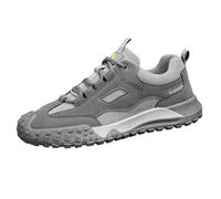YANFJHV Outdoor Shoes Men's Non-Slip Work Shoes Laces Sports Shoes Non-Slip Hiking Shoes Lightweight Trainers Flexible Large Sizes Casual Shoes Breathable Running Shoes Size 39-46, gray, 7 UK
