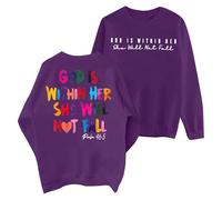 YANFJHV Pullover Women's Long Sleeve Tops with Without Hood, Cotton Crew Neck Long Sleeve Shirt for Women, Lightweight Tunic, Comfortable Sweatshirt, Baggy Blouses with God is Within Her She Will Not