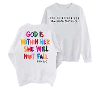 YANFJHV Pullover Women's Long Sleeve Tops with Without Hood, Cotton Crew Neck Long Sleeve Shirt for Women, Lightweight Tunic, Comfortable Sweatshirt, Baggy Blouses with God is Within Her She Will Not