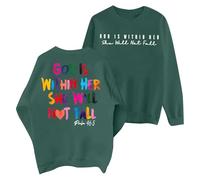 YANFJHV Pullover Women's Long Sleeve Tops with Without Hood, Cotton Crew Neck Long Sleeve Shirt for Women, Lightweight Tunic, Comfortable Sweatshirt, Baggy Blouses with God is Within Her She Will Not
