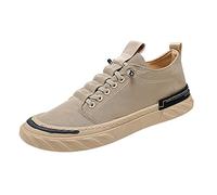 YANFJHV Running Shoes Men's Black Lightweight Sports Shoes Laces Trainers Low Top Trainers Breathable Jogging Shoes Soft Sole Canvas Shoes Non-Slip Casual Fabric Shoes for Wide Feet, khaki, 9 UK