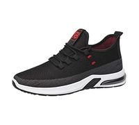 YANFJHV Running Shoes Men's Lightweight Tennis Shoes Made of Mesh Fabric Laces Non-Slip Walking Shoes Soft Sole Trainers Shock Absorption Rebound Jogging Shoes Trainer Hiking Shoes, black, 7 UK
