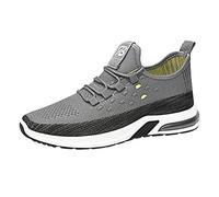 YANFJHV Running Shoes Men's Lightweight Tennis Shoes Made of Mesh Fabric Laces Non-Slip Walking Shoes Soft Sole Trainers Shock Absorption Rebound Jogging Shoes Trainer Hiking Shoes, gray, 7 UK