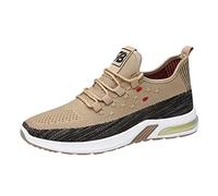 YANFJHV Running Shoes Men's Lightweight Tennis Shoes Made of Mesh Fabric Laces Non-Slip Walking Shoes Soft Sole Trainers Shock Absorption Rebound Jogging Shoes Trainer Hiking Shoes, khaki, 9.5 UK