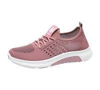 YANFJHV Running Shoes Women's Lightweight Breathable Mesh Sports Shoes Non-Slip Jogging Shoes Laces Trainers Plain Trainers Soft Sole Casual Shoes Platform Walking Shoes Size 36-41, pink, 5 UK
