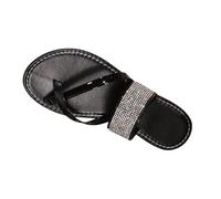 YANFJHV Sandals Women's Glitter Flat Toe Separator Rhinestone Flip Flops Elegant Toe Sandals Slip-On Sandals Bohemia Beach Sandals Comfortable Women's Sandals Peeptoe Sandals Slingback Mules, black, 5