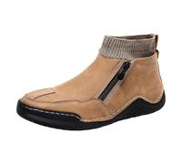 YANFJHV Slip-On Shoes Men's Brown Lightweight Sports Shoes Breathable Running Shoes Non-Slip High Top Walking Shoes Barefoot Shoes with Genuine Leather Zip Minimalist Fitness Shoes, brown, 8 UK
