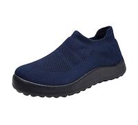 YANFJHV Trainers Men's Black Slip-On Sports Shoes Running Shoes Mesh Breathable Beach Shoes Extra Wide Jogging Shoes Flexible Fitness Shoes Non-Slip Tennis Shoes Lightweight Walking Shoes, darkblue