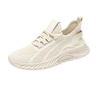 YANFJHV Training Shoes Women's Gym Plain Sports Shoes Platform Trainers Laces Trainers Non-Slip Trail Running Shoes Jogging Shoes with Soft Sole Extra Wide Fitness Shoes, beige, 4 UK