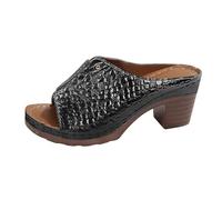 YANFJHV Women's Mules, Elegant Summer Sandals with Heel, Open Toe, Wedge Sandals, Slip-On Sandals with Block Heel, Plain Summer Sandals, Leisure Sandals, Fish Mouth Sandals, Platform Women's Sandals