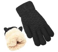 YANFJHV Women's Winter Warm Peak Gloves. Women's Thermal Cable Knit Wool Gloves and Lining for Cold Weather Devil Accessories (Black, One Size)