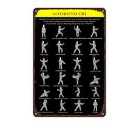 Yang Style 24 Form Tai Chi Chart Metal Sign For Dojo Wall Decor Slow Movement Routine Poster Senior Fitness Tin Plaque 8 X 12 inch