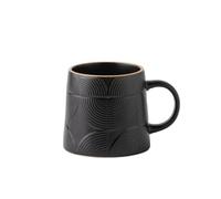 YANG11FAN Exquisite Embossed Conical Coffee Mugs Set of 1, with A Capacity of 14.54 oz and Two Colors of Ceramic Coffee Mugs for Families Home Office(Black)
