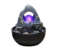 YANG11FAN Tabletop Water Fountain Environmental Resin Desktop Fountain Mountain Water Zen Meditation Indoor Waterfall Office Table Decoration Indoor Fountain(Large)
