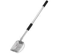 Yangbaga Cat Litter Scoop, 32.8in Long Handle No Bending Back Metal Pet Litter Scoop with Deep Shovel, Detachable Stainless Steel Non-Stick Heavy Duty Cat Litter Scooper with Foam Padded Grip Handle