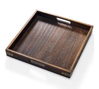 Yangbaga Wooden Serving Tray with Handle,12.5”x 12.5” Tea Tray,Large Ottoman Platter for Home Decor,Serving Platter for Coffee,Tea,Snack,Breakfast in Bed and Festival