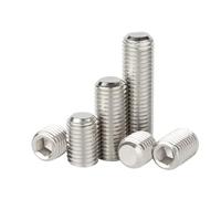 YANGC Fine Thread Grub Screw M3 M4 M5 M6 M8 M10 M12 M14 M16 304 A2 Stainless Steel Flat Point Set Screw End Grub Headless Bolt DIN913(4mm,M4x0.5mm-50pcs)